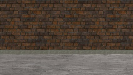 outdoor brick wall space with uneven brick floor abstract street modern 3d rendering background design material