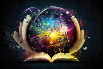 international literacy day with books, globe abstract concept illustration generative ai