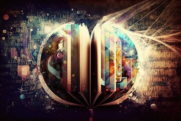 international literacy day with books, globe abstract concept illustration generative ai