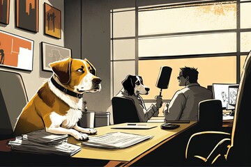 dog in the office day Take Your Dog to Work Day illustration generative ai