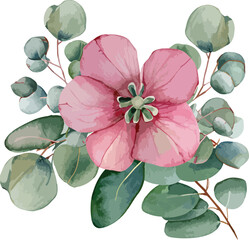 Watercolor floral arrangements with beautiful flowers, Watercolor vintage floral bouquet
