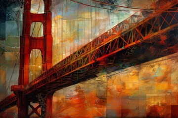 Most Golden Gate kolorowy grafika Generative AI
