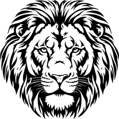 Fototapeta na wymiar Illustration of lion head in drawing stencil style.