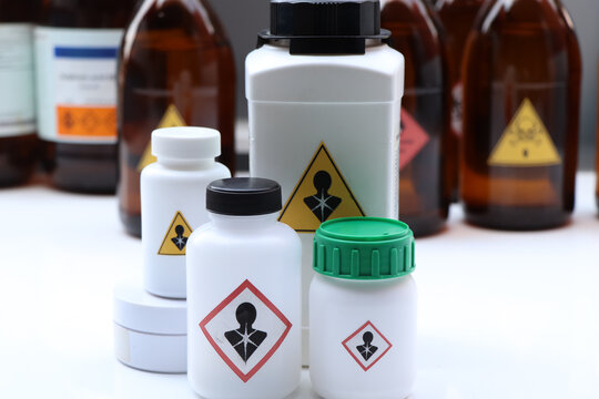 carcinogens symbol on bottle chemical ,warning symbol