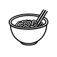 Ramen in bowl with chopsticks vector illustration isolated on transparent background