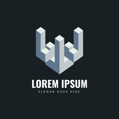 W letter logo. Isometric logo design