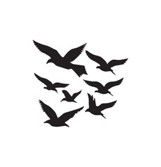 Fototapeta na wymiar Flying flock of birds silhouette illustration.