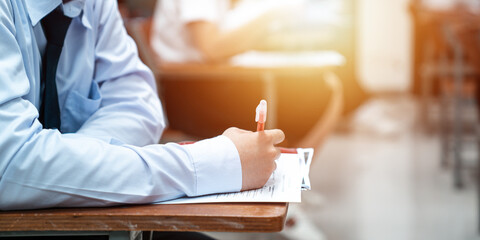 College students doing examinations in the classroom