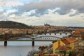 Fototapeta na wymiar view from Vyšehrad castle hill in Prague