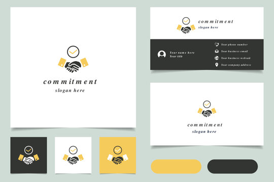 Commitment logo design with editable slogan. Branding book and business card template.