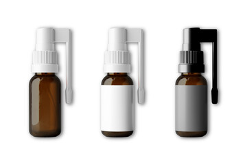 Throat spray medicine mockup on white background isolated. 3d rendering.