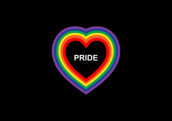 Rainbow heart shape.Pride month.  Vector illustration.