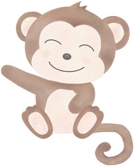 cute monkey watercolor png
