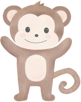 cute monkey watercolor png