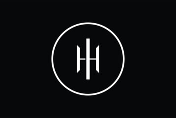 HH Letters Logo Design Simple and Creative Black and White Letter Concept Illustration.