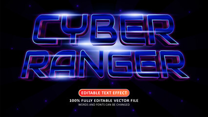 Cyber ranger 3d blue editable modern text effect