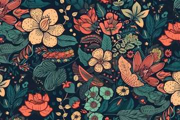 Badkamer foto achterwand seamless floral pattern, generative ai © Loks