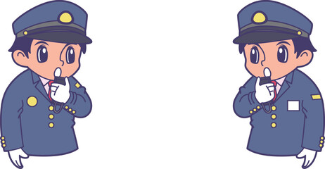 アナウンスする駅員