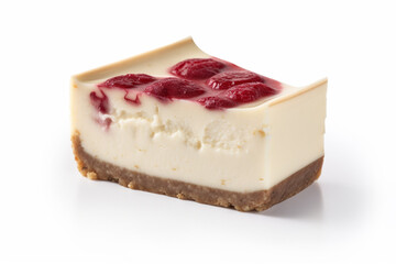 Slice of cheesecake with fresh raspberry. Generative Ai