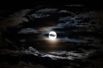Full moon with clouds, Paschal Full Moon in April, 2023