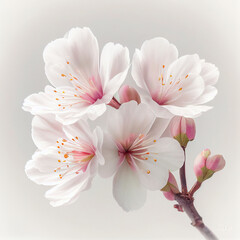 Sakura flowers, cherry blossom branch. Generative ai.