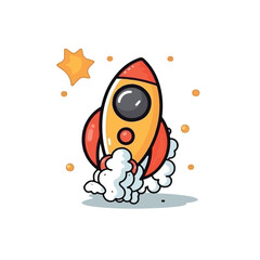 Mascot cartoon of rocket space astronaut. Vector illustration in isolated background