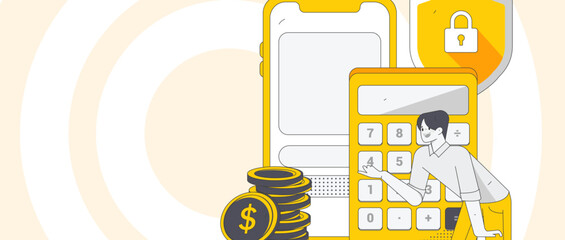 Online shopping payment safety characters flat vector concept operation hand drawn illustration
