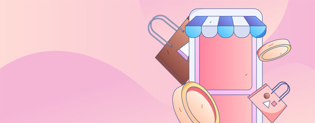 Online shopping payment safety characters flat vector concept operation hand drawn illustration
