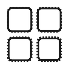 Notch Edge Rounded Square Stroke Shapes