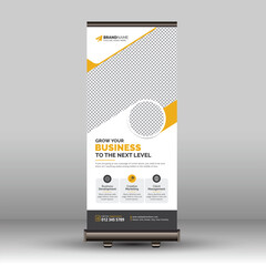 Modern Professional Business Corporate Roll Up Banner, Standee Template Design for Advertising and Multipurpose Use