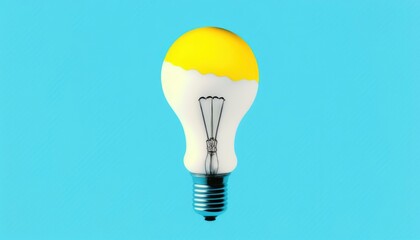light bulb with idea on isolated blue background, striped illustration