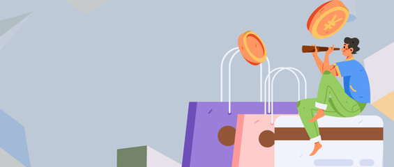 Online shopping payment safety characters flat vector concept operation hand drawn illustration
