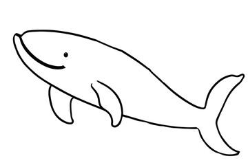 Coloring page of cute whale on white background