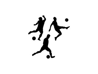 Fototapeta na wymiar Soccer football player vector design and illustration. Soccer football silhouettes player vector image. Soccer football player vector art, icons, and vector images.
