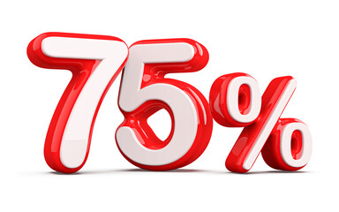 Discount 75 Percent Red Number 3d