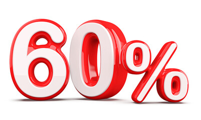 Discount 60 Percent Red Number 3d