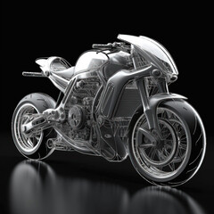 Animation of futuristic motorbike illustrations. Generative AI.