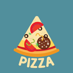 Flat vector illustration of italian pizza