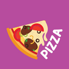 Flat vector illustration of italian pizza