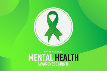 Mental Health Awareness Month banner. Annual campaign in United States. Poster or banner with Raising awareness of mental health and copy space. Vector illustration
