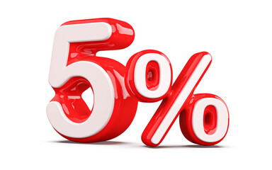 Discount 5 Percent Red Number 3d