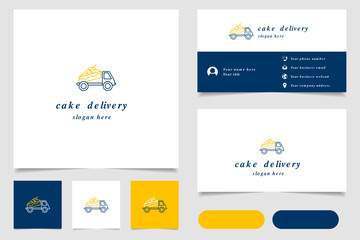 Cake delivery logo design with editable slogan. Branding book and business card template.