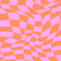 Colorful trendy checker board background template. Geometric pastel texture in vintage y2k style. Psychedelic banner in retro cartoon style
