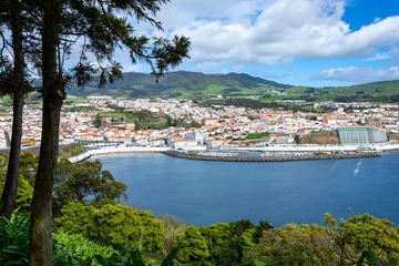 Türaufkleber City of Angra do Heroismo. View from Monte Brasil. Historic fortified city and the capital of the Portuguese island of Terceira. Autonomous Region of the Azores. Portugal. © Curioso.Photography