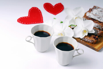 cup of coffee and heart, flower