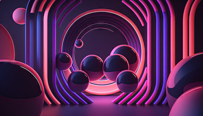 Abstract neon geometric background. Created with generative Ai technology