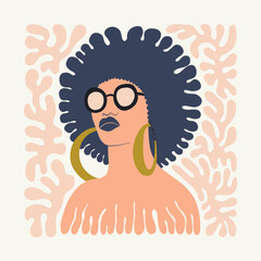 Floral abstract elements. Botanical composition. Modern trendy Matisse minimal style. Floral poster, girls, fashion invite. Vector arrangements for greeting card or invitation design