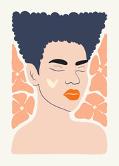 Floral abstract elements. Botanical composition. Modern trendy Matisse minimal style. Floral poster, girls, fashion invite. Vector arrangements for greeting card or invitation design