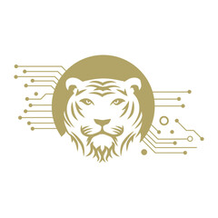 technology, tiger, vector illustration 