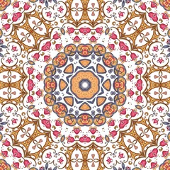 Abstract Pattern Mandala Flowers Art Colorful Orange Brown Pink 114